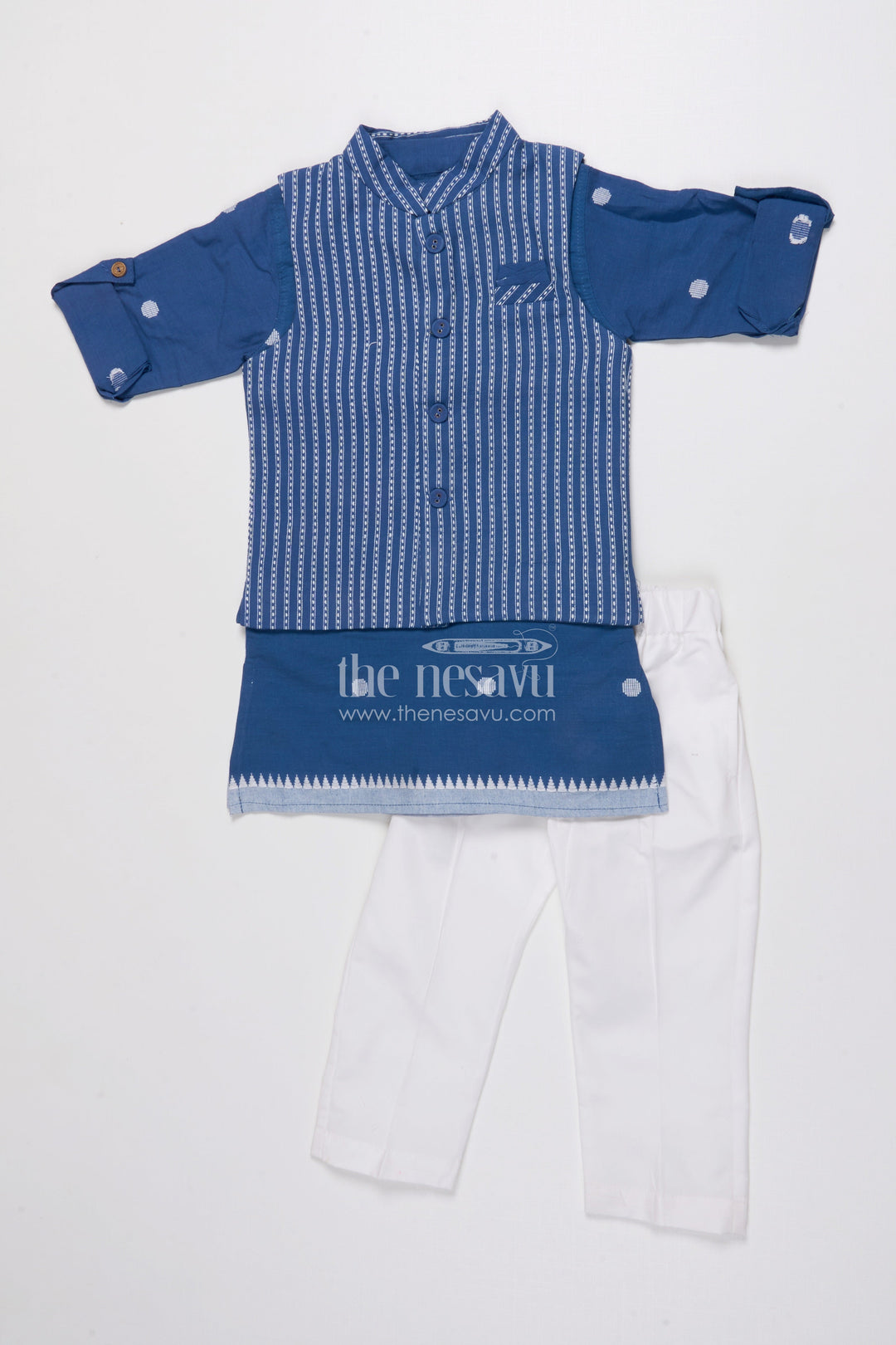 The Nesavu Boys Jacket Sets Boys Jacket Kurta Set for School Ethnic Days and Family Functions Nesavu Nesavu boys handloom jacket kurta set jacquard weave ethnic school events poojas