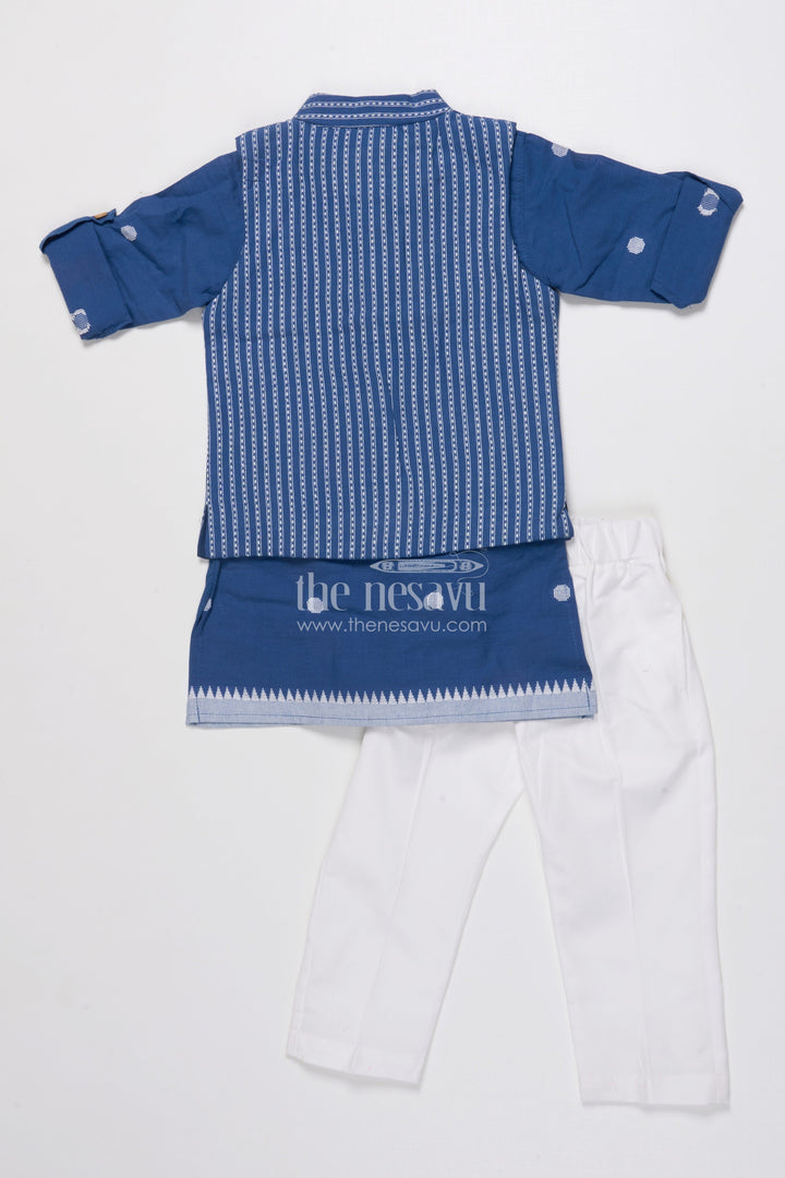 The Nesavu Boys Jacket Sets Boys Jacket Kurta Set for School Ethnic Days and Family Functions Nesavu Nesavu boys handloom jacket kurta set jacquard weave ethnic school events poojas