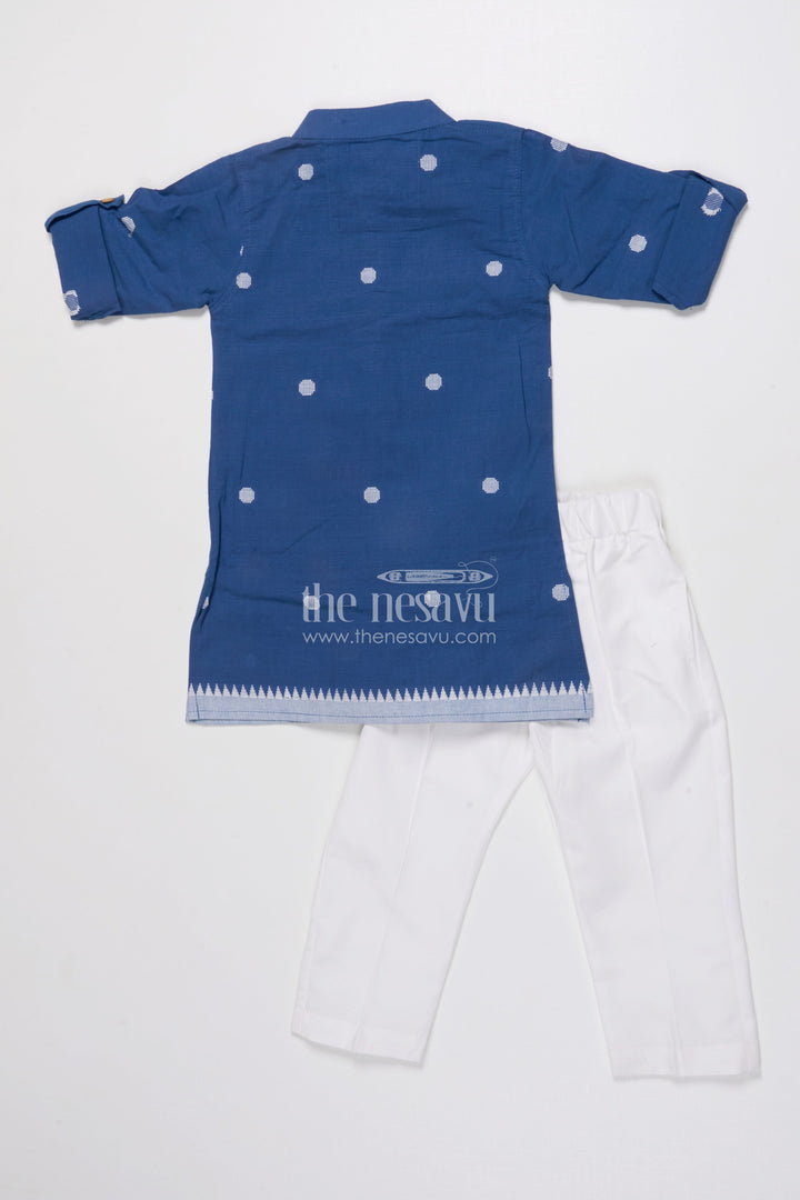 The Nesavu Boys Jacket Sets Boys Jacket Kurta Set for School Ethnic Days and Family Functions Nesavu Nesavu boys handloom jacket kurta set jacquard weave ethnic school events poojas