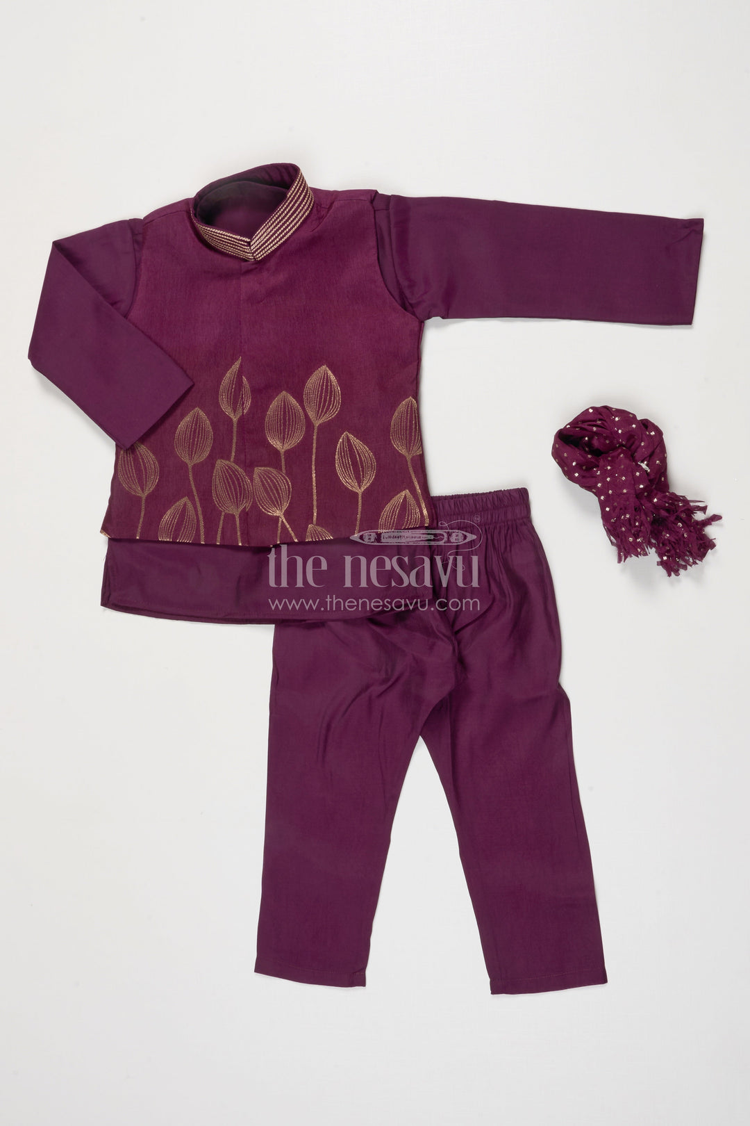 The Nesavu Boys Jacket Sets Boys Jacket Kurta Set for Weddings and Festive Receptions Nesavu Nesavu boys jacquard silk jacket kurta set weddings festive family celebrations