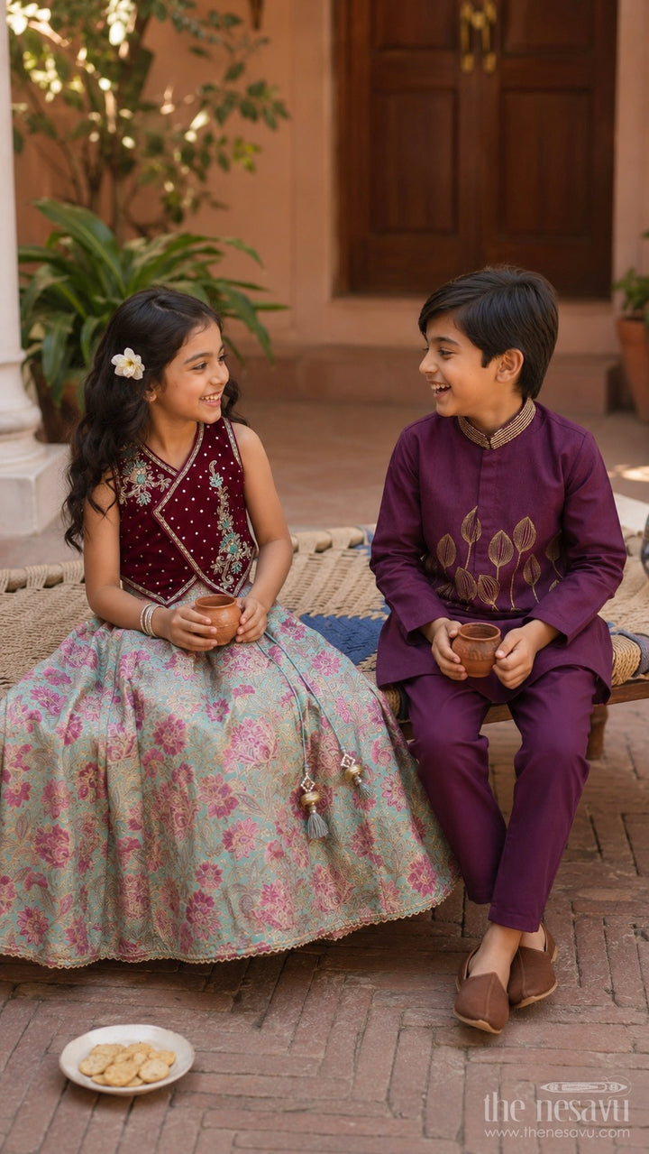 The Nesavu Boys Jacket Sets Boys Jacket Kurta Set for Weddings and Festive Receptions Nesavu Nesavu boys jacquard silk jacket kurta set weddings festive family celebrations