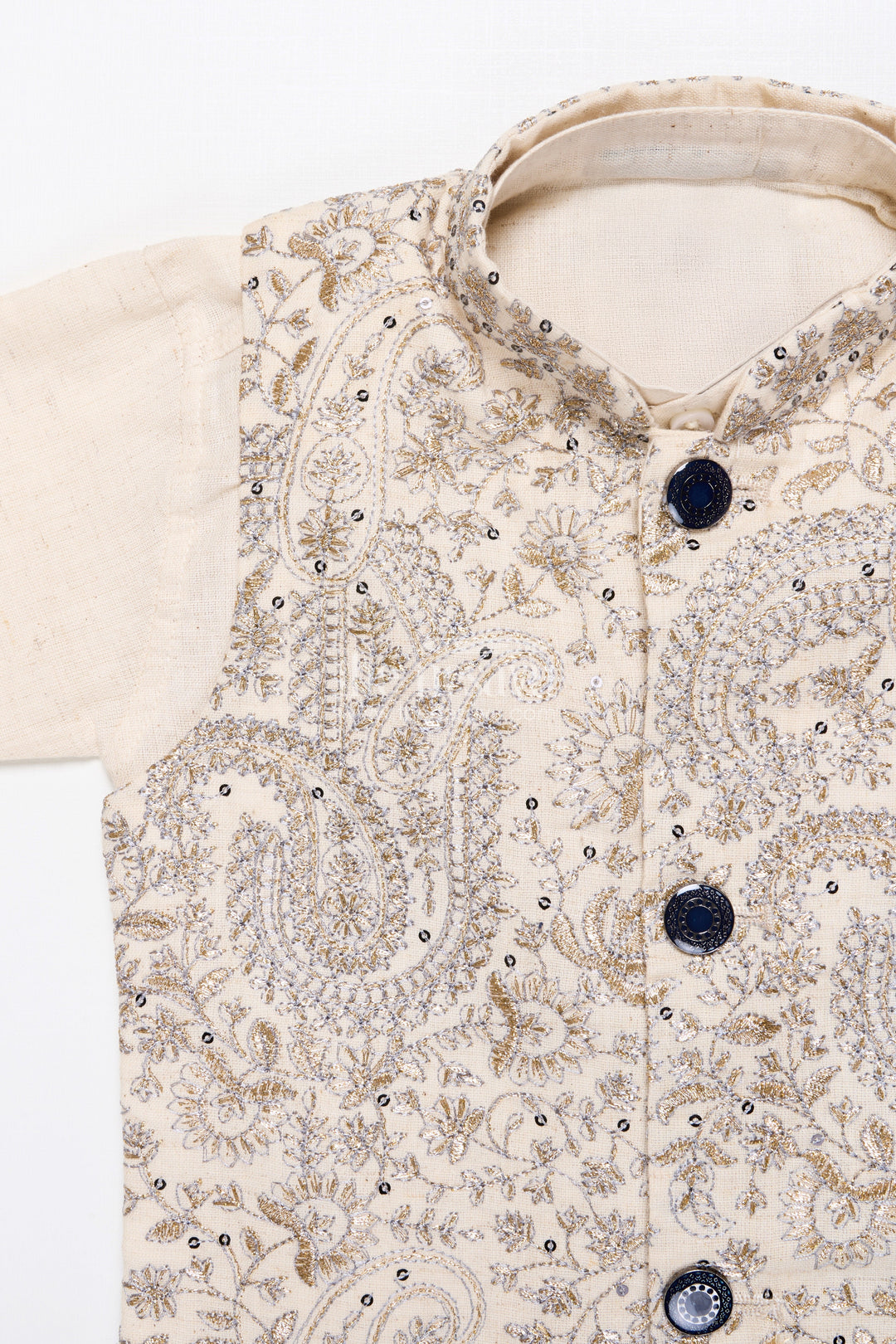 The Nesavu Boys Jacket Sets Boys Jacket Kurta Set with Embroidery for Wedding Functions and Ethnic Day Nesavu Nesavu boys embroidered jacket kurta set festive wear weddings school events traditional occasions