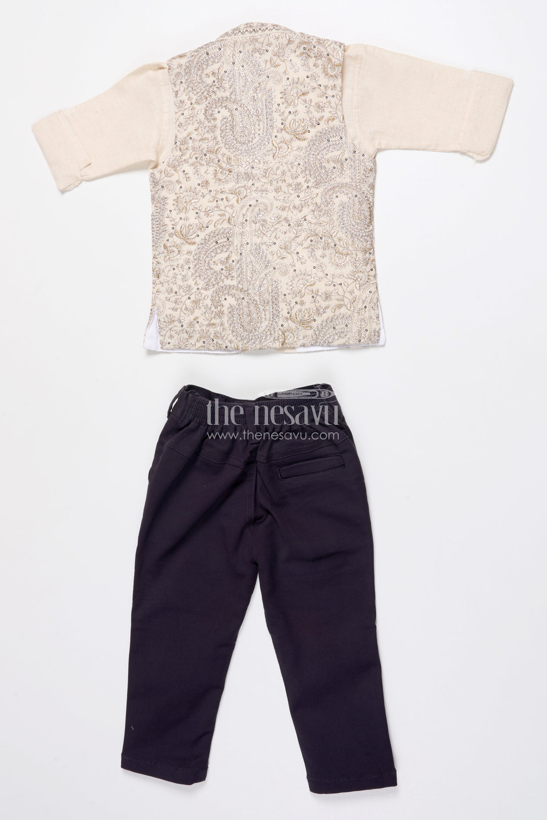 The Nesavu Boys Jacket Sets Boys Jacket Kurta Set with Embroidery for Wedding Functions and Ethnic Day Nesavu Nesavu boys embroidered jacket kurta set festive wear weddings school events traditional occasions