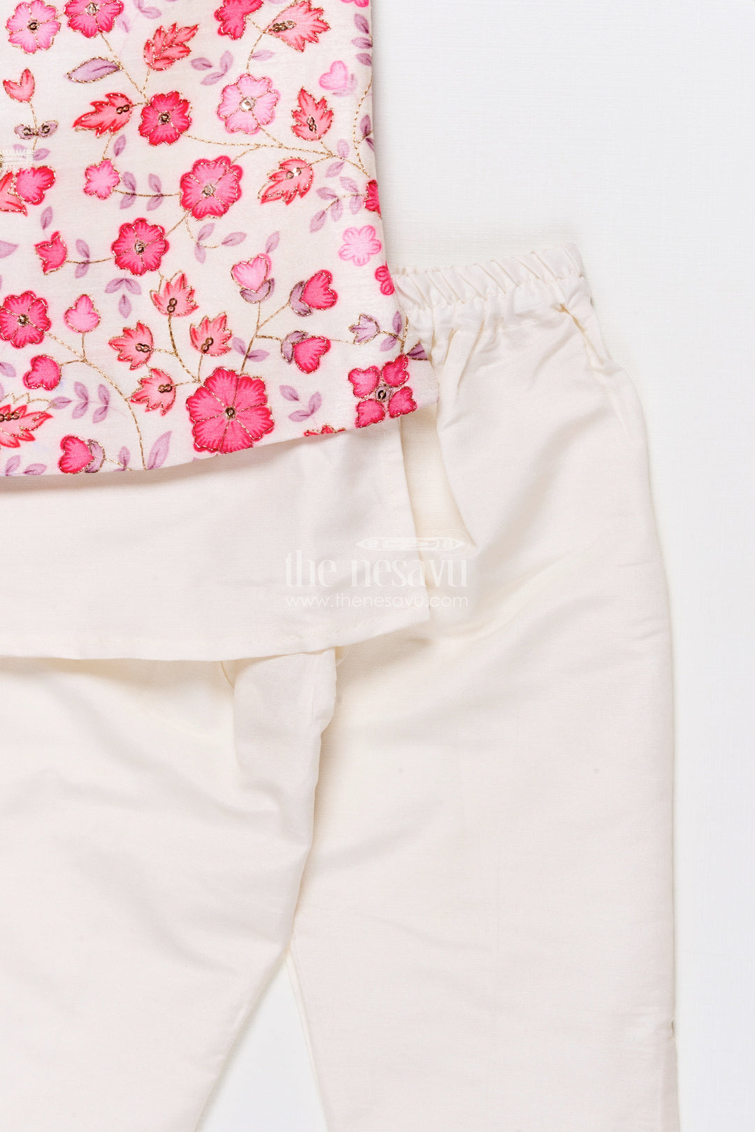 The Nesavu Boys Jacket Sets Boys Jacket Kurta Set with Floral Print for Wedding Functions and Ethnic Day Nesavu Nesavu boys floral print jacket kurta set festive silk blend outfit weddings ethnic celebrations