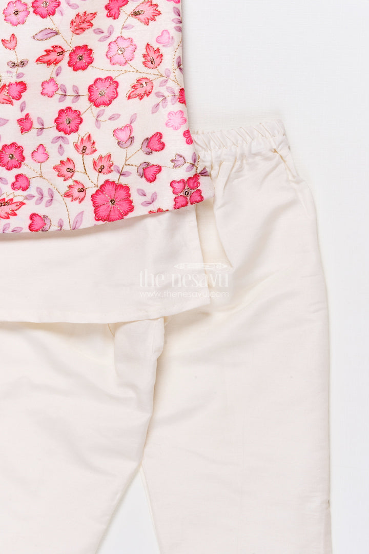 The Nesavu Boys Jacket Sets Boys Jacket Kurta Set with Floral Print for Wedding Functions and Ethnic Day Nesavu Nesavu boys floral print jacket kurta set festive silk blend outfit weddings ethnic celebrations