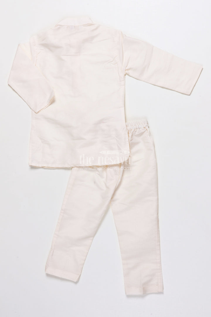 The Nesavu Boys Jacket Sets Boys Jacket Kurta Set with Floral Print for Wedding Functions and Ethnic Day Nesavu Nesavu boys floral print jacket kurta set festive silk blend outfit weddings ethnic celebrations