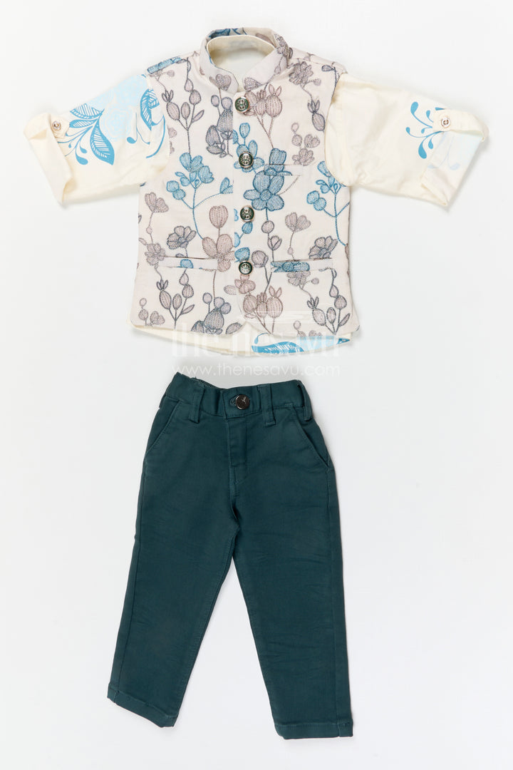 The Nesavu Boys Jacket Sets Boys Jacket Set for Festive Celebrations and Special Occasions Nesavu Nesavu boys viscose blend jacket set with designer jacket for festive celebrations and weddings