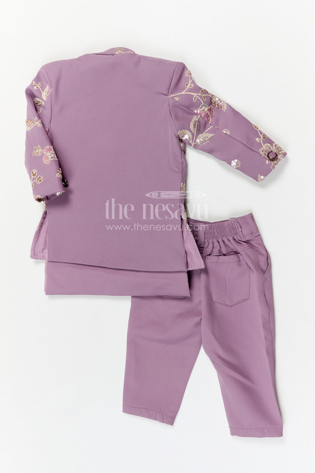 The Nesavu Boys Jacket Sets Boys Jacket Set for Festive Celebrations and Wedding Functions Nesavu Nesavu boys viscose silk blend jacket set with designer embroidery for festive and wedding occasions