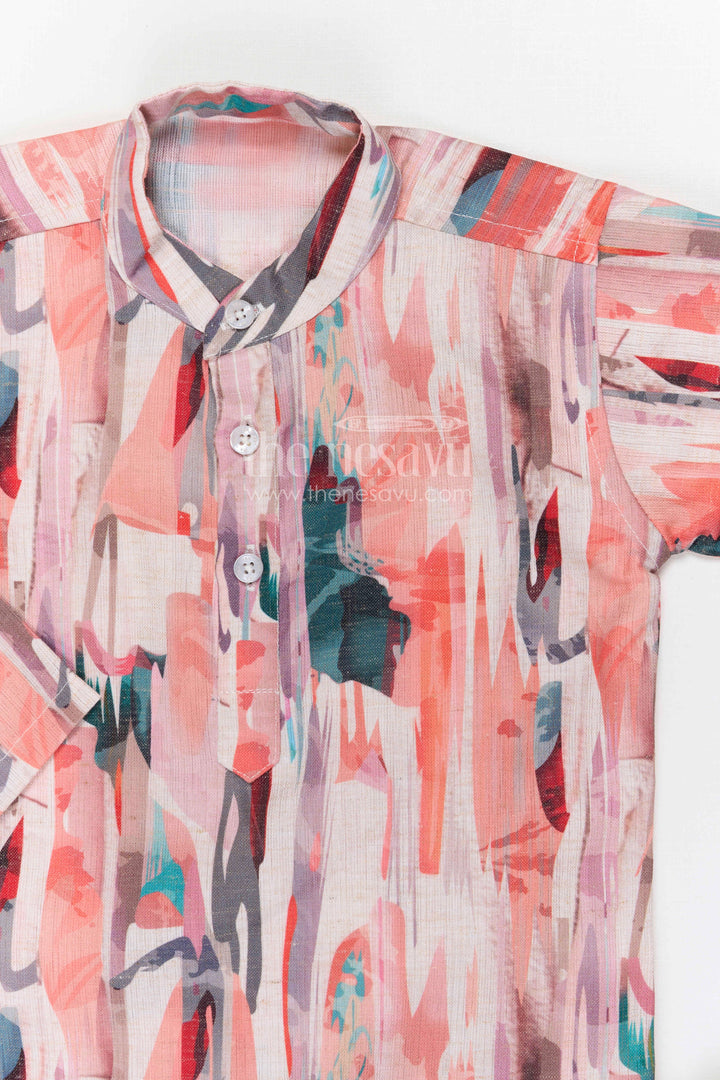 The Nesavu Boys Jacket Sets Boys Jacket Set for Festive Occasions and Birthday Celebrations Nesavu Nesavu boys cotton jacket set with digital print jacket for festive celebrations and weddings