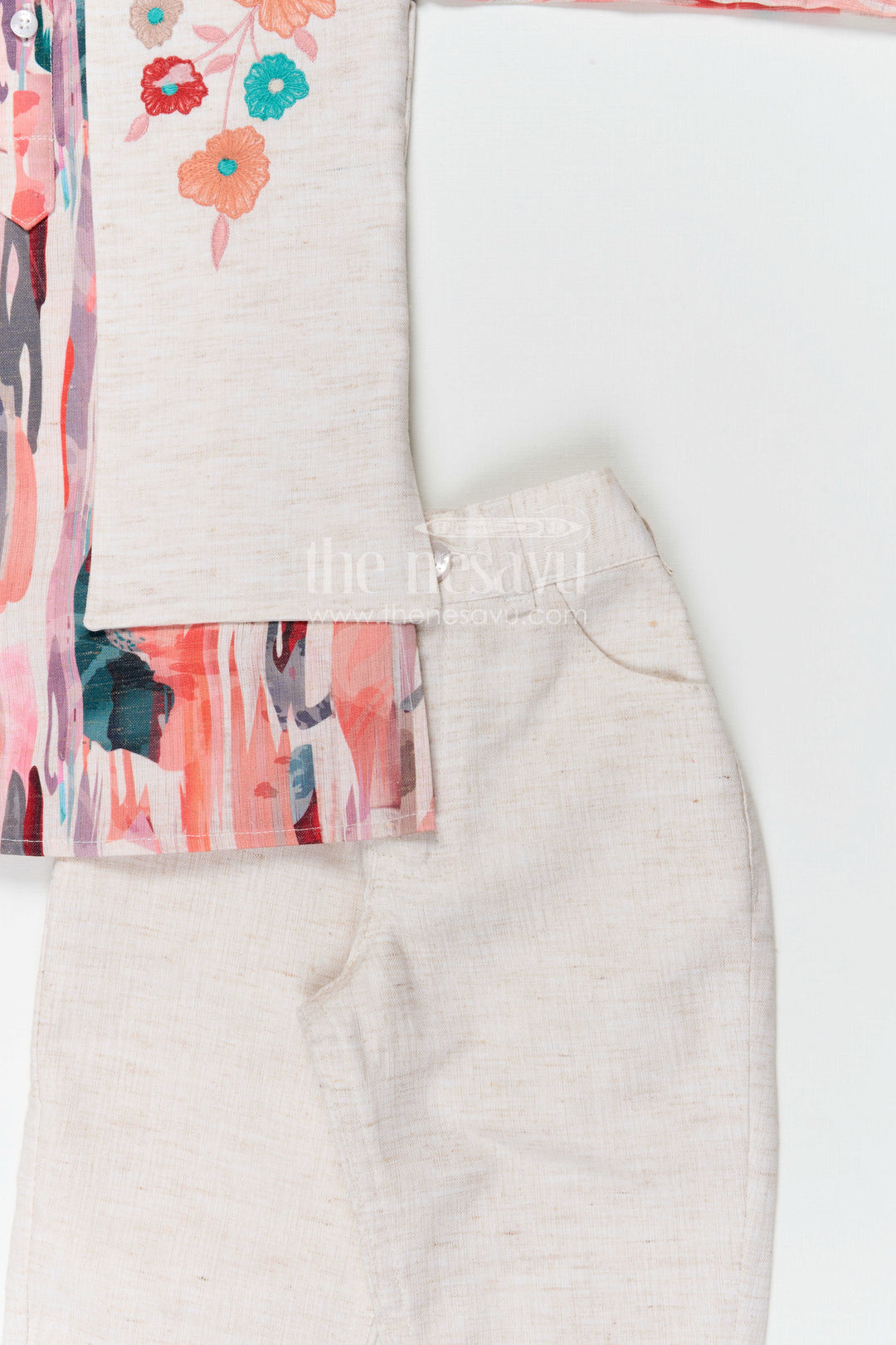 The Nesavu Boys Jacket Sets Boys Jacket Set for Festive Occasions and Birthday Celebrations Nesavu Nesavu boys cotton jacket set with digital print jacket for festive celebrations and weddings