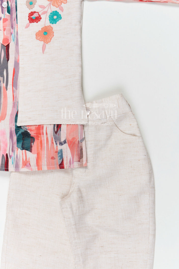 The Nesavu Boys Jacket Sets Boys Jacket Set for Festive Occasions and Birthday Celebrations Nesavu Nesavu boys cotton jacket set with digital print jacket for festive celebrations and weddings