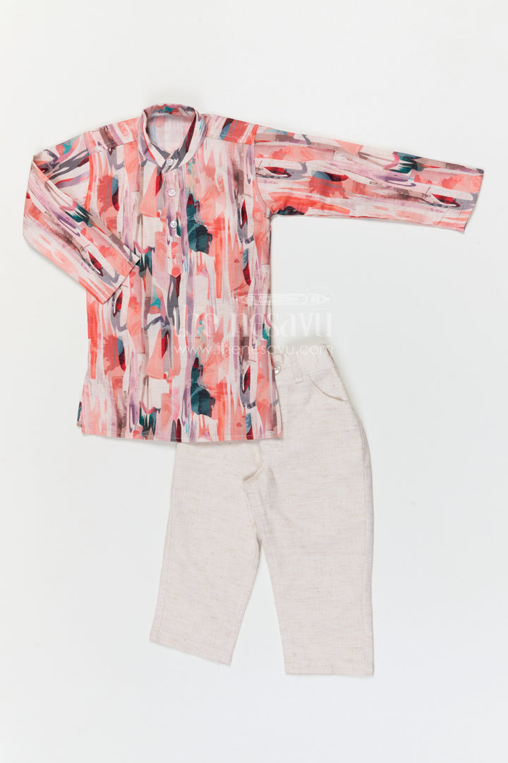 The Nesavu Boys Jacket Sets Boys Jacket Set for Festive Occasions and Birthday Celebrations Nesavu Nesavu boys cotton jacket set with digital print jacket for festive celebrations and weddings