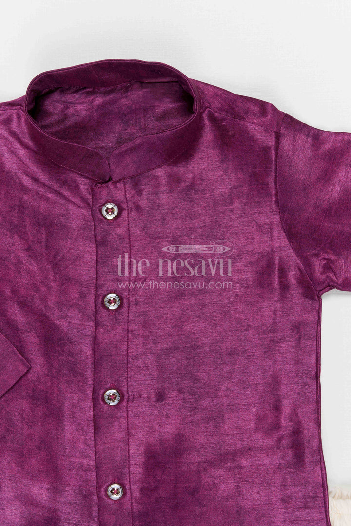 The Nesavu Boys Jacket Sets Boys Jacket Set for Festive Weddings and Traditional Functions Nesavu Nesavu boys viscose blend silk jacket set with embroidered jacket for weddings