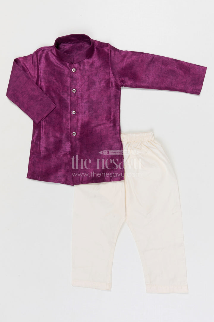 The Nesavu Boys Jacket Sets Boys Jacket Set for Festive Weddings and Traditional Functions Nesavu Nesavu boys viscose blend silk jacket set with embroidered jacket for weddings