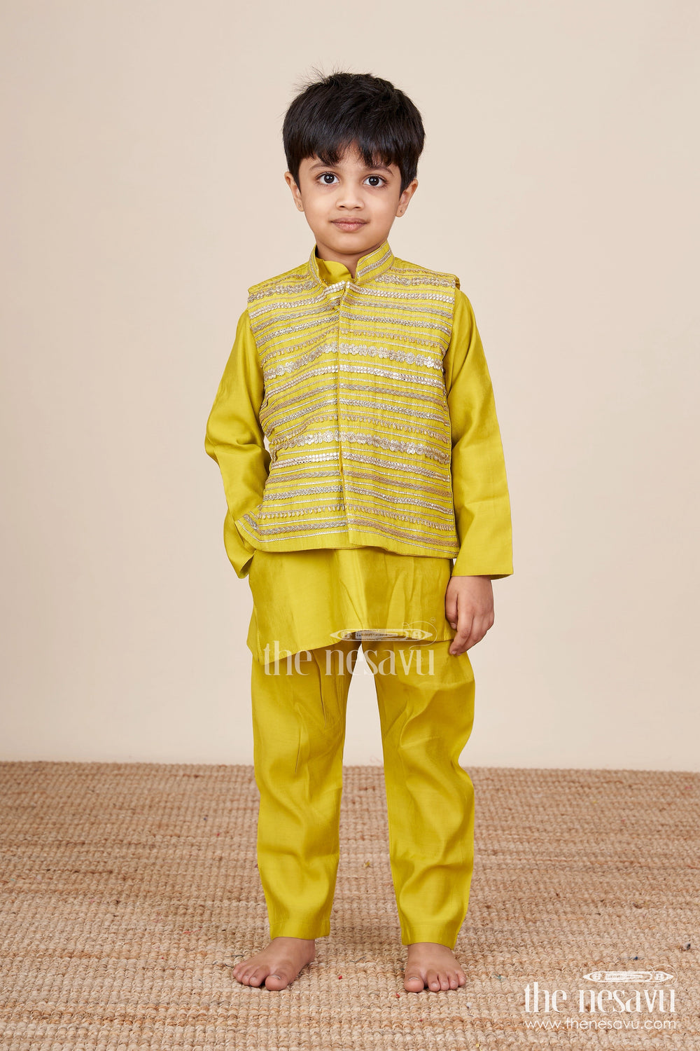 The Nesavu Boys Jacket Sets Boys Jacket Set for Weddings and Festive Functions Nesavu Nesavu boys silk jacket set designer embroidery  perfect weddings festive occasions