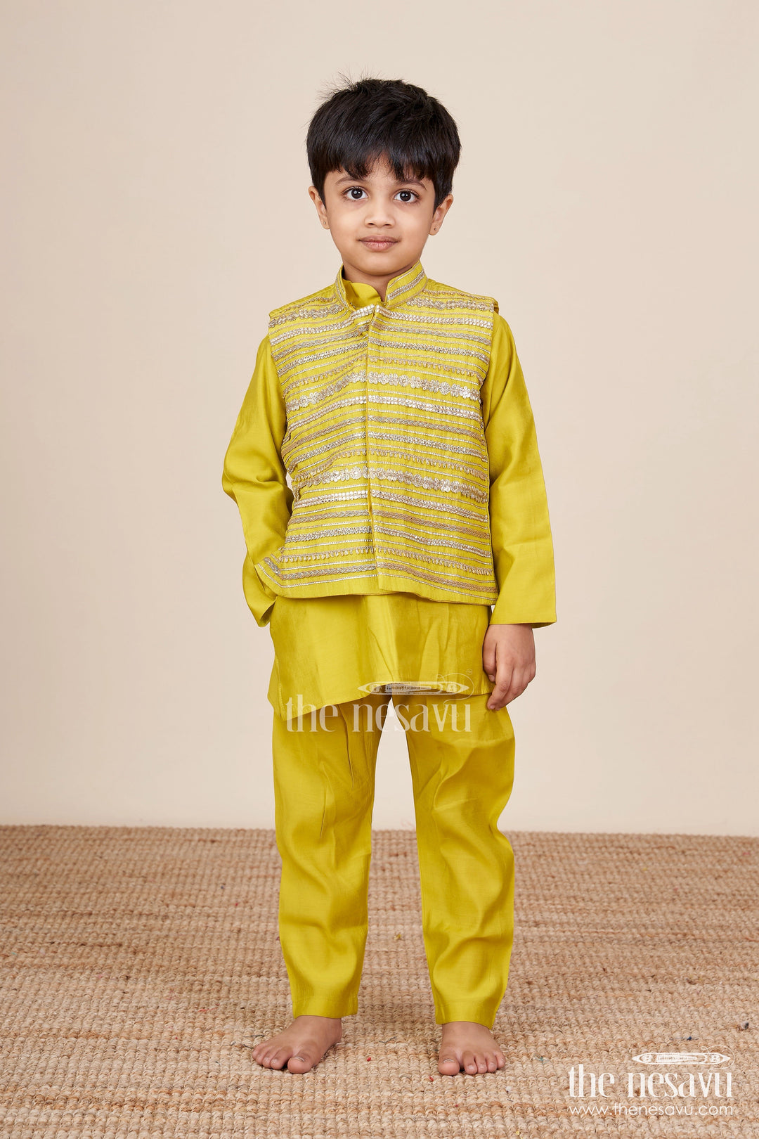 The Nesavu Boys Jacket Sets Boys Jacket Set for Weddings and Festive Functions Nesavu Nesavu boys silk jacket set designer embroidery  perfect weddings festive occasions