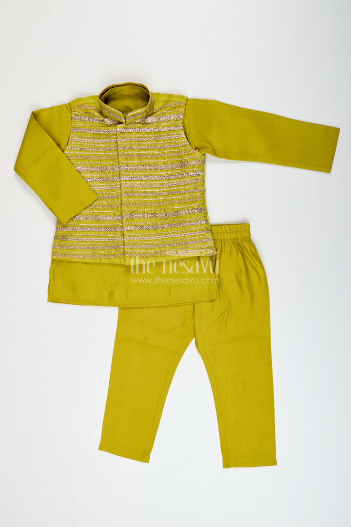 The Nesavu Boys Jacket Sets Boys Jacket Set for Weddings and Festive Functions Nesavu Nesavu boys silk jacket set designer embroidery  perfect weddings festive occasions