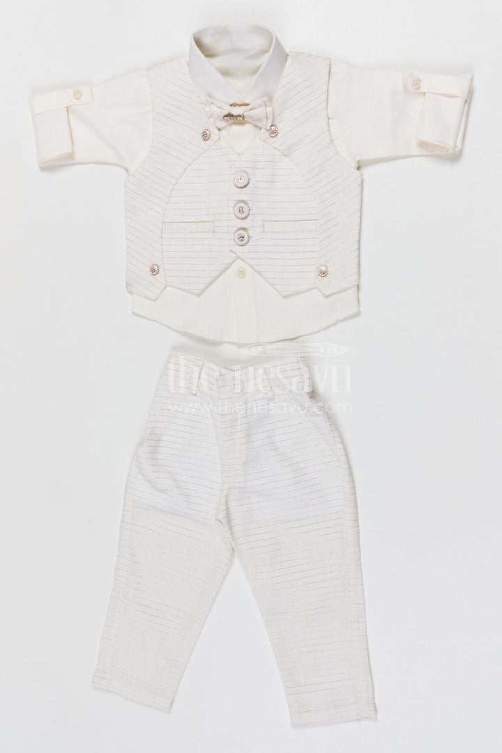 The Nesavu Boys Jacket Sets Boys Jacket Set for Weddings and Traditional Celebrations Nesavu 12 (3M) / White / Cotton BCS558A-12 Nesavu boys jacket set for weddings festive celebrations and traditional family gatherings