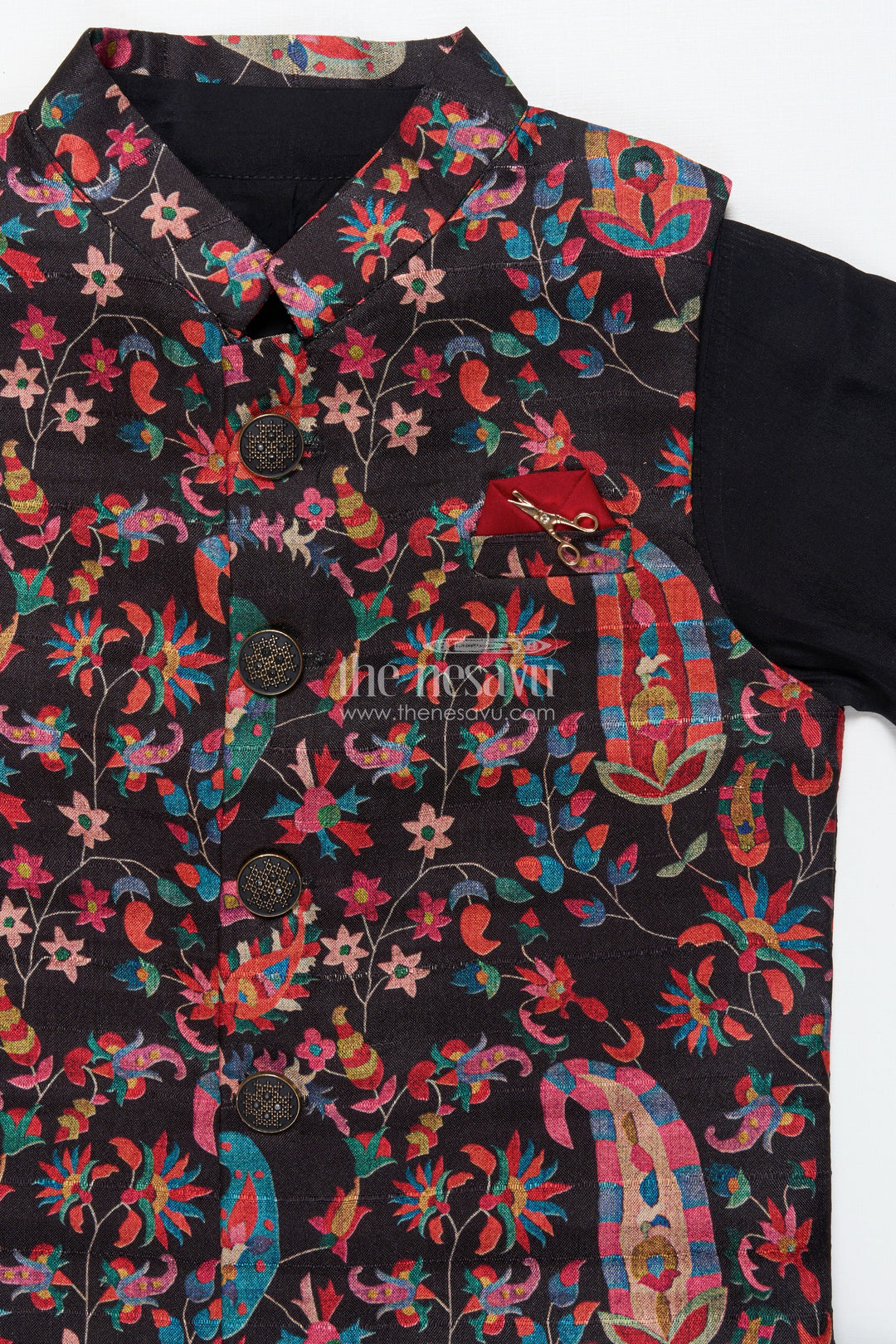 The Nesavu Boys Jacket Sets Boys Jacket Set for Weddings and Traditional Events Nesavu Nesavu boys jacket kurta set festive digital print weddings ethnic school days