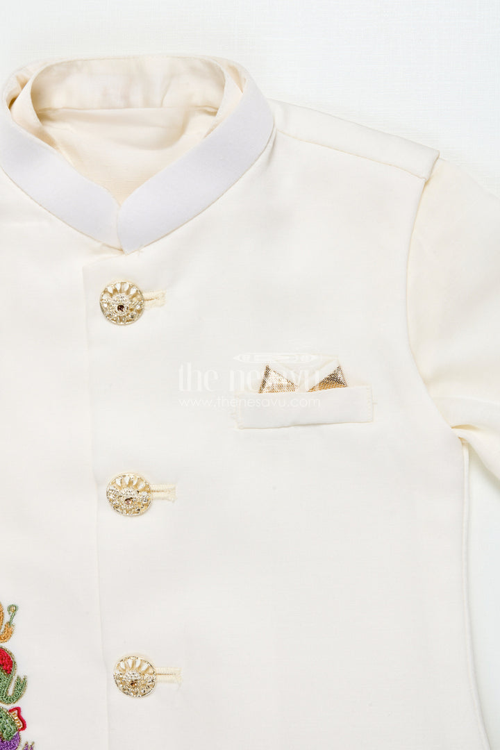 The Nesavu Boys Jacket Sets Boys Jacket Set for Weddings and Traditional Family Celebrations Nesavu Nesavu boys embroidered jacket dhoti set silk weddings naming ceremony celebrations