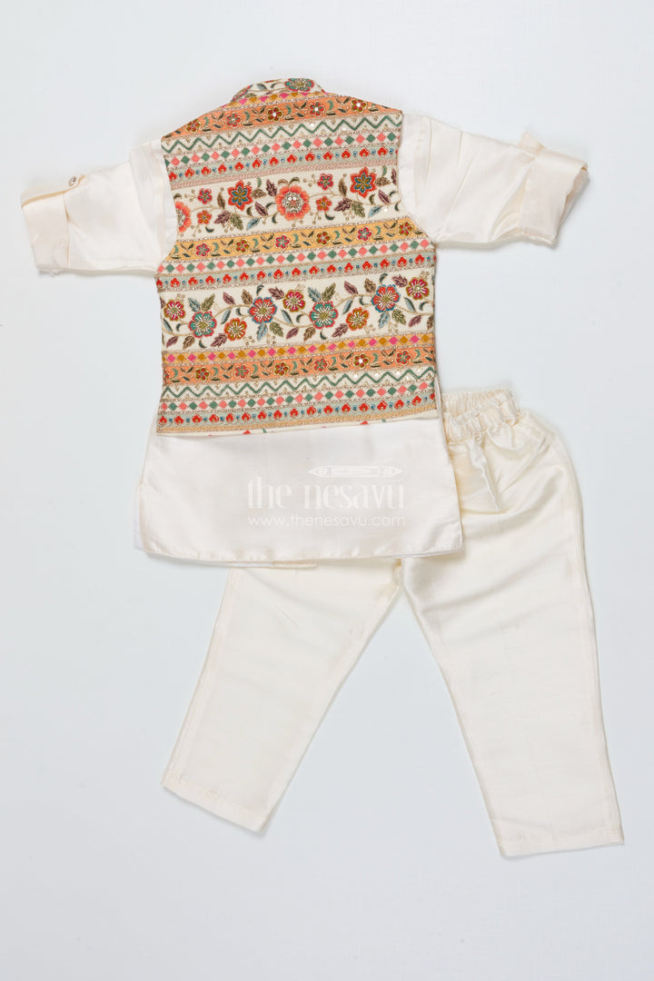 The Nesavu Boys Jacket Sets Boys Jacket Set for Weddings and Traditional Family Occasions Nesavu Nesavu boys ethnic jacket set designer Nehru jacket kurta festive celebrations