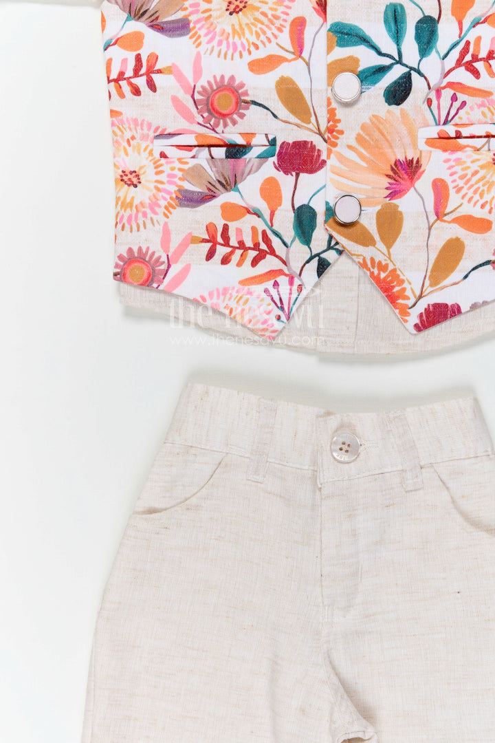 The Nesavu Boys Jacket Sets Boys Jacket Suit for Festive Celebrations and Wedding Occasions Nesavu Nesavu boys cotton jacket suit with digital print jacket for weddings and festive celebrations