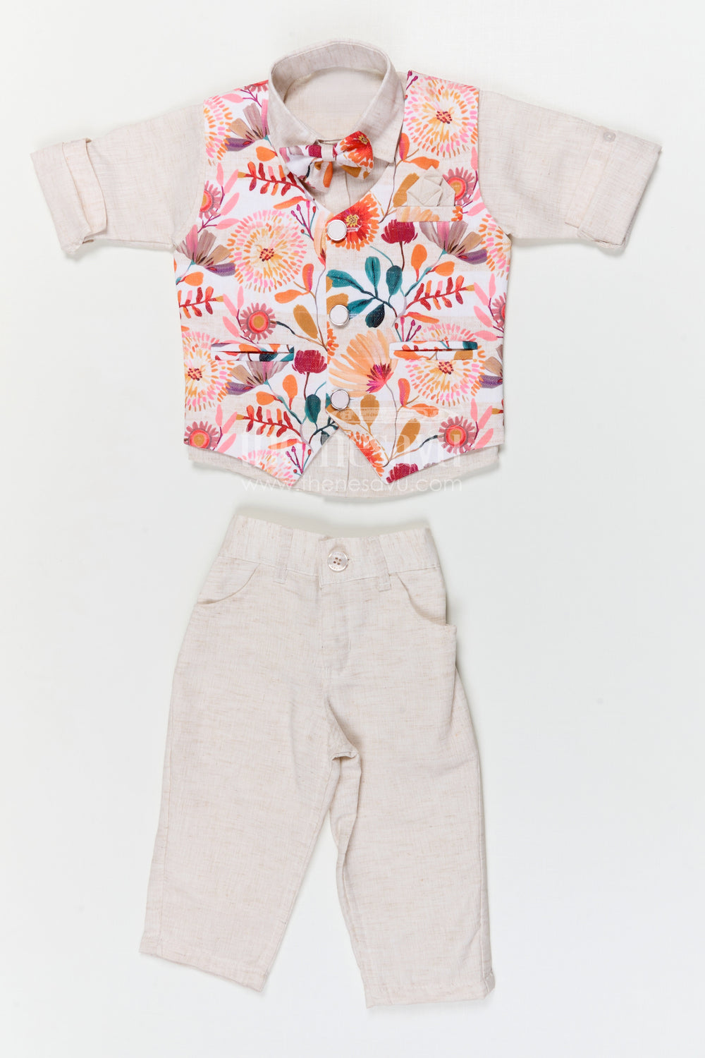 The Nesavu Boys Jacket Sets Boys Jacket Suit for Festive Celebrations and Wedding Occasions Nesavu Nesavu boys cotton jacket suit with digital print jacket for weddings and festive celebrations