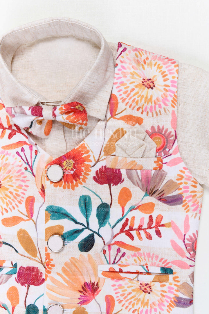 The Nesavu Boys Jacket Sets Boys Jacket Suit for Festive Celebrations and Wedding Occasions Nesavu Nesavu boys cotton jacket suit with digital print jacket for weddings and festive celebrations