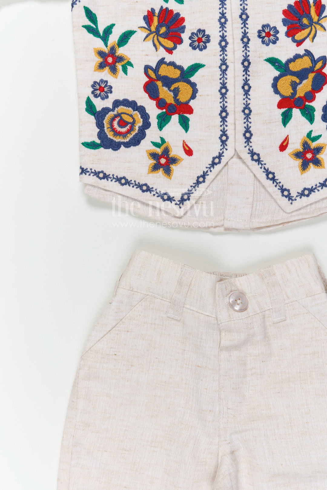 The Nesavu Boys Jacket Sets Boys Jacket Suit for Festive Occasions and Wedding Celebrations Nesavu Nesavu boys cotton jacket suit with embroidered jacket for festive occasions and weddings