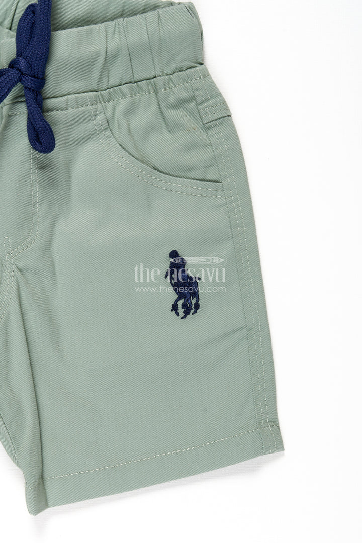 The Nesavu Boys Shorts Boys Khaki Cotton Shorts with Adjustable Drawstring and Functional Pockets Nesavu Boys Khaki Cotton Shorts Adjustable Drawstring Embroidered Logo | The Nesavu