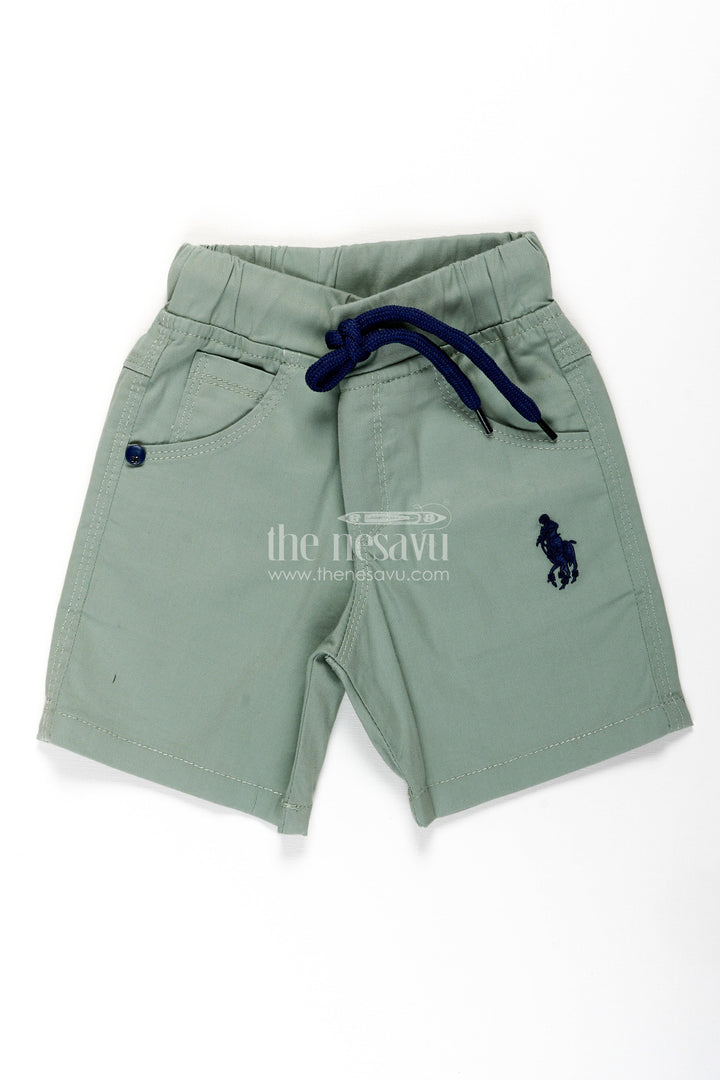 The Nesavu Boys Shorts Boys Khaki Cotton Shorts with Adjustable Drawstring and Functional Pockets Nesavu Boys Khaki Cotton Shorts Adjustable Drawstring Embroidered Logo | The Nesavu