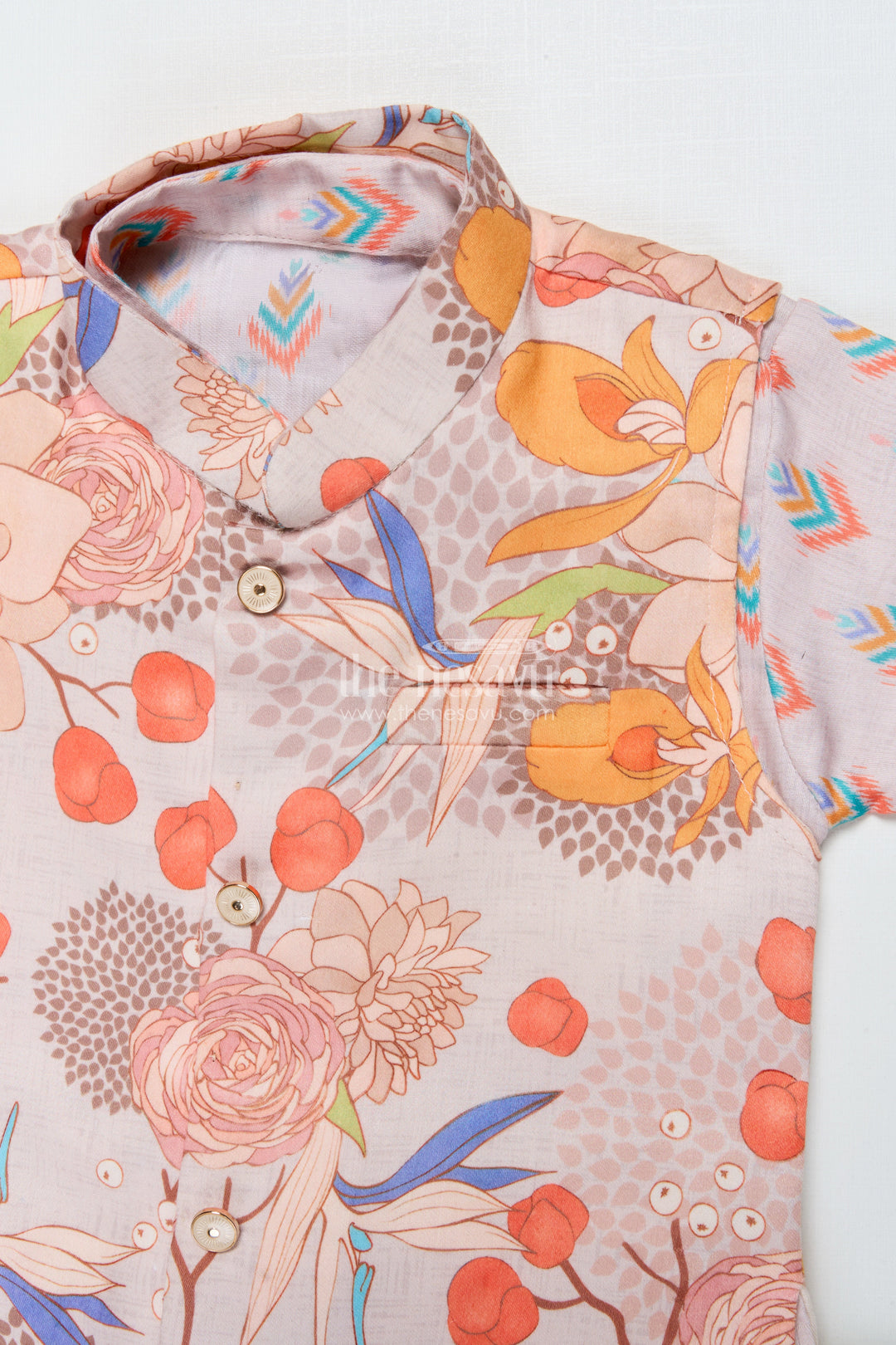 The Nesavu Boys Kurtha Set Boys Kurta Pajama with Printed Jacket for Weddings and Ethnic Functions Nesavu Nesavu boys kurta pajama printed jacket modal silk  perfect weddings festive days