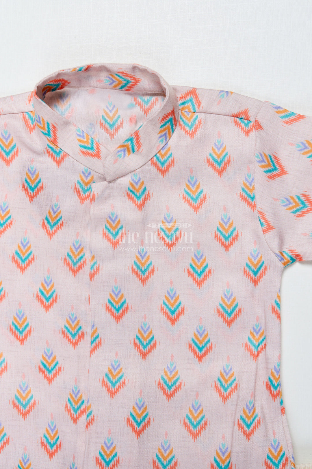 The Nesavu Boys Kurtha Set Boys Kurta Pajama with Printed Jacket for Weddings and Ethnic Functions Nesavu Nesavu boys kurta pajama printed jacket modal silk  perfect weddings festive days