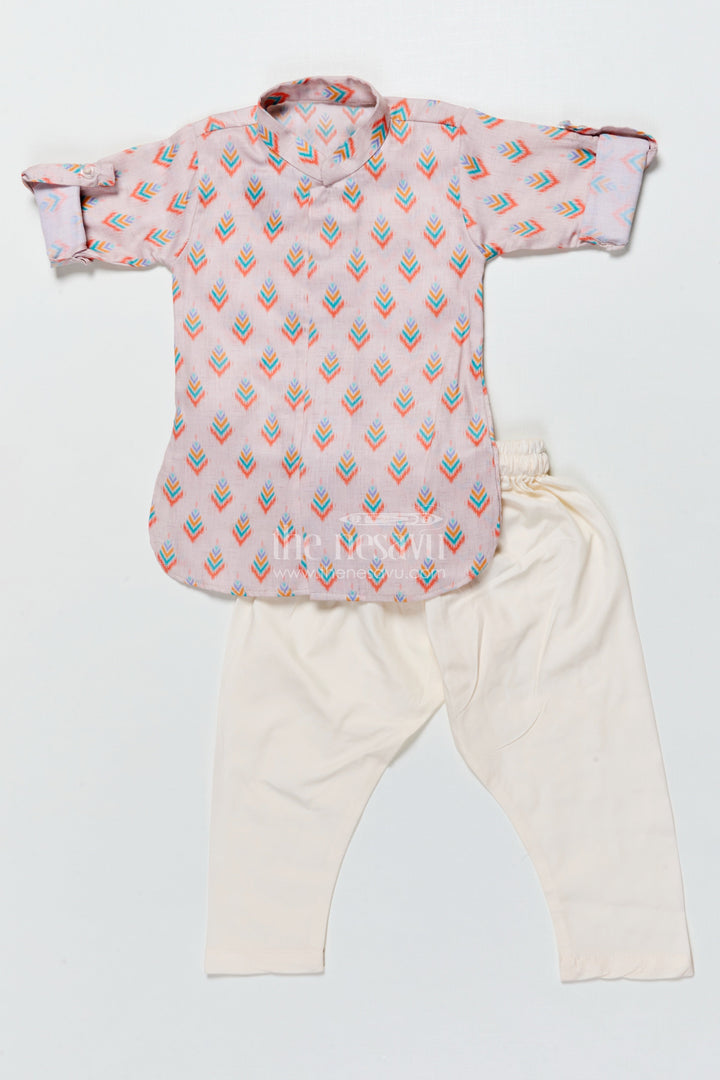 The Nesavu Boys Kurtha Set Boys Kurta Pajama with Printed Jacket for Weddings and Ethnic Functions Nesavu Nesavu boys kurta pajama printed jacket modal silk  perfect weddings festive days