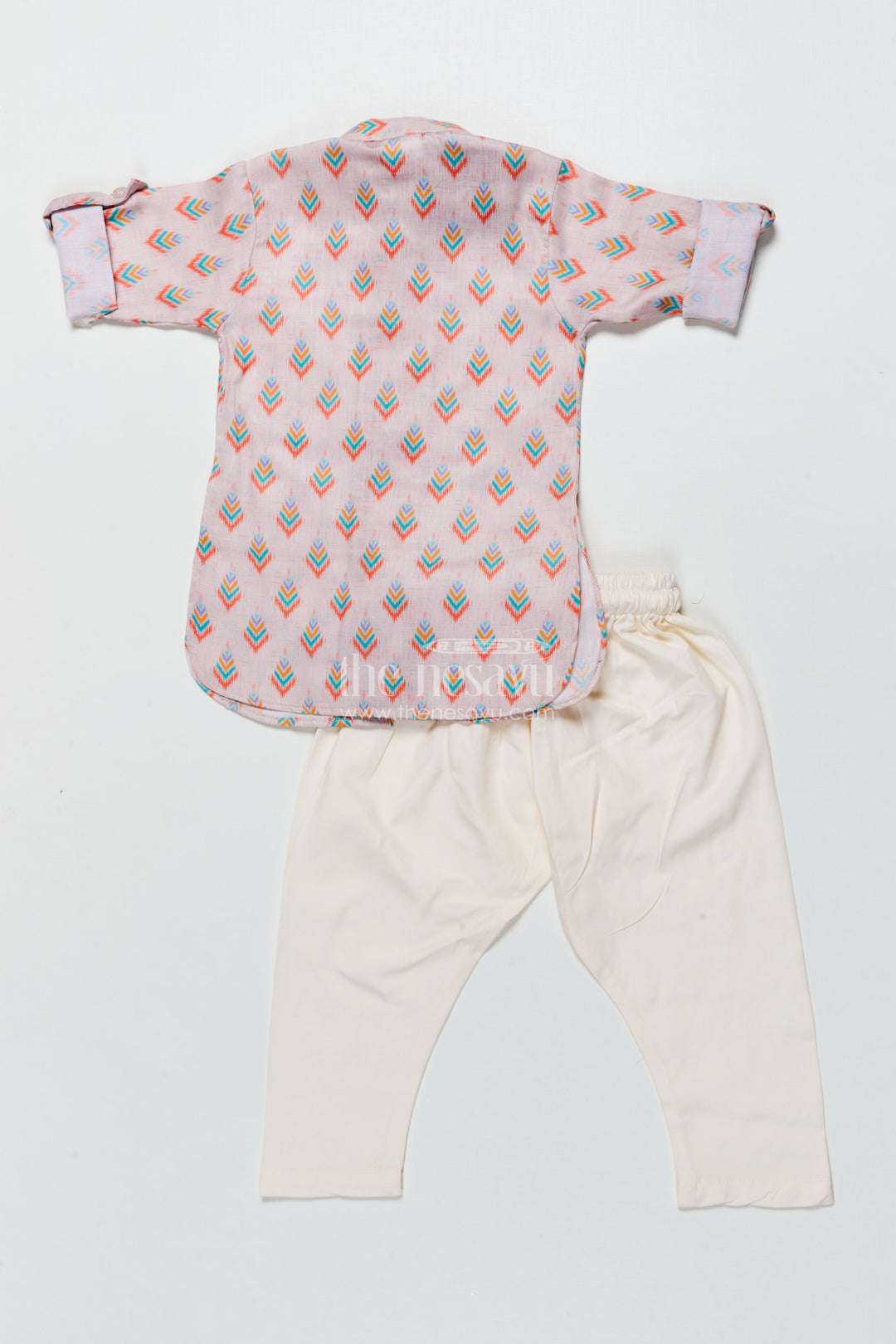 The Nesavu Boys Kurtha Set Boys Kurta Pajama with Printed Jacket for Weddings and Ethnic Functions Nesavu Nesavu boys kurta pajama printed jacket modal silk  perfect weddings festive days