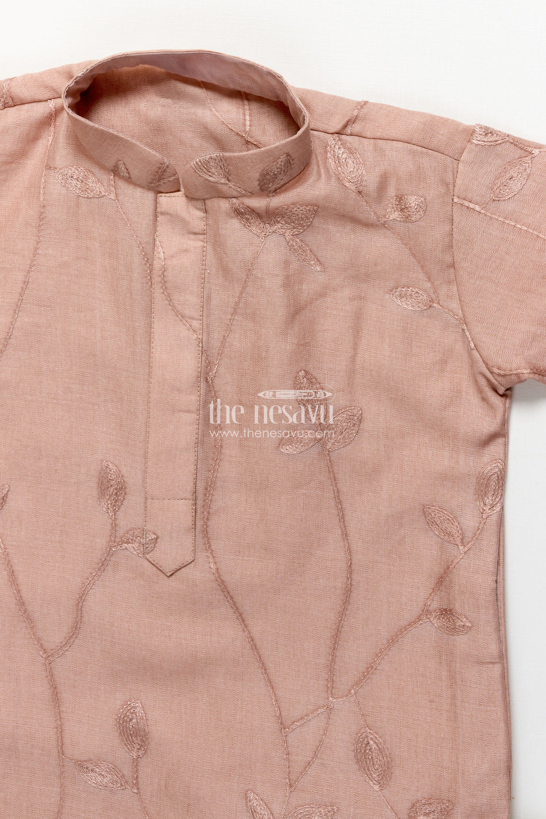 The Nesavu Boys Kurtha Set Boys Kurta Set for Ethnic Functions and Family Celebrations Nesavu Nesavu boys cotton kurta set thread embroidery  ideal ethnic celebrations pujas