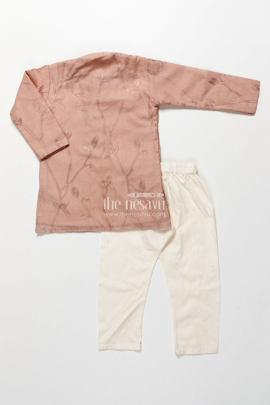 The Nesavu Boys Kurtha Set Boys Kurta Set for Ethnic Functions and Family Celebrations Nesavu Nesavu boys cotton kurta set thread embroidery  ideal ethnic celebrations pujas