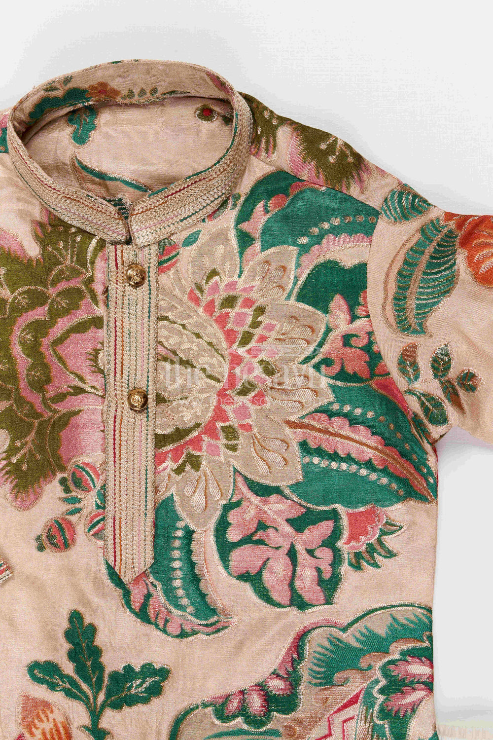 The Nesavu Boys Kurtha Set Boys Kurta Set for Festive Celebrations and Family Functions Nesavu Nesavu boys viscose blend silk kurta set with designer embroidery for festive wear