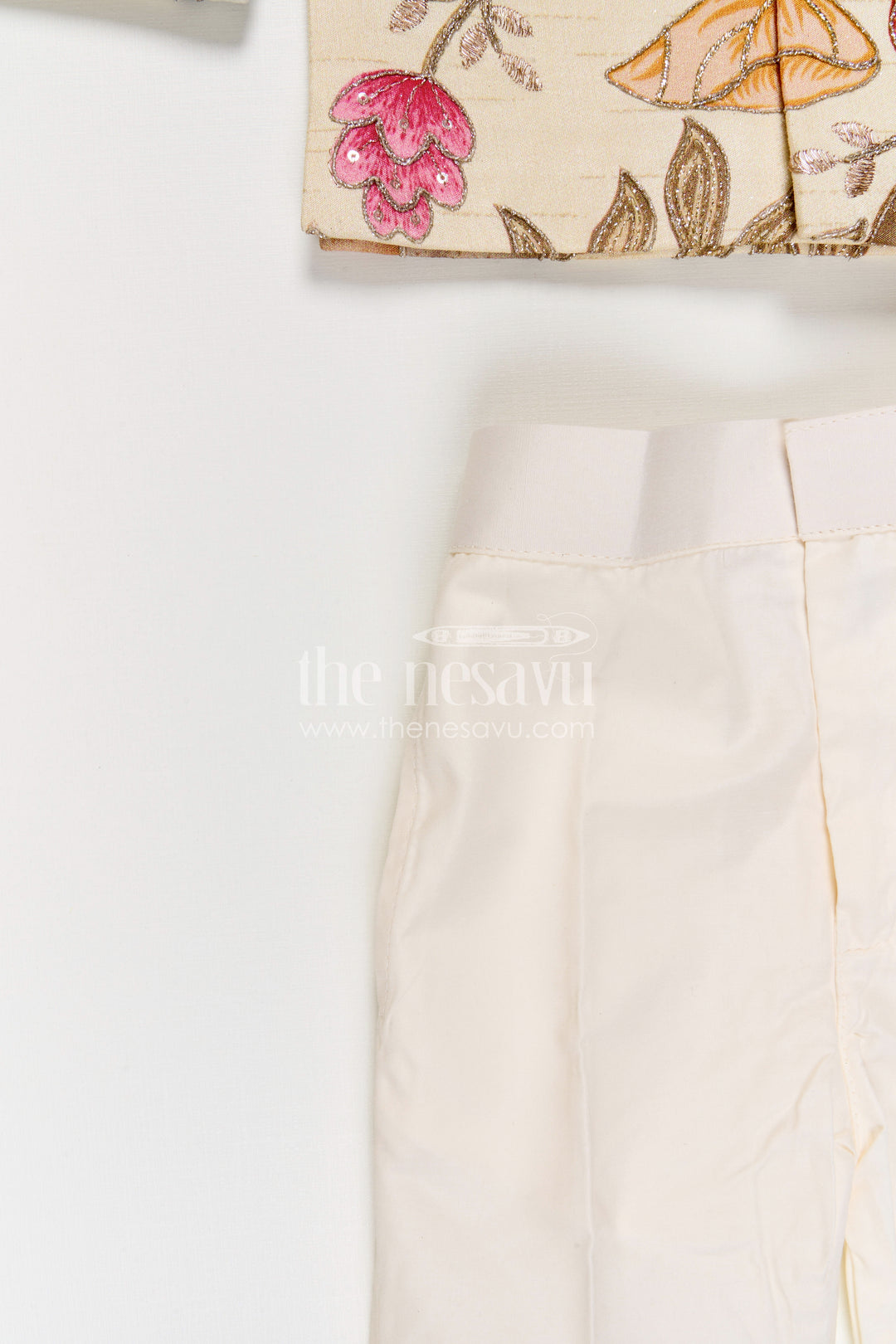 The Nesavu Boys Kurtha Set Boys Kurta Set for Festive Celebrations and Traditional Functions Nesavu Nesavu Boys Kurta Set For Festive Occasions With Viscose Blend Silk And Digital Print Design