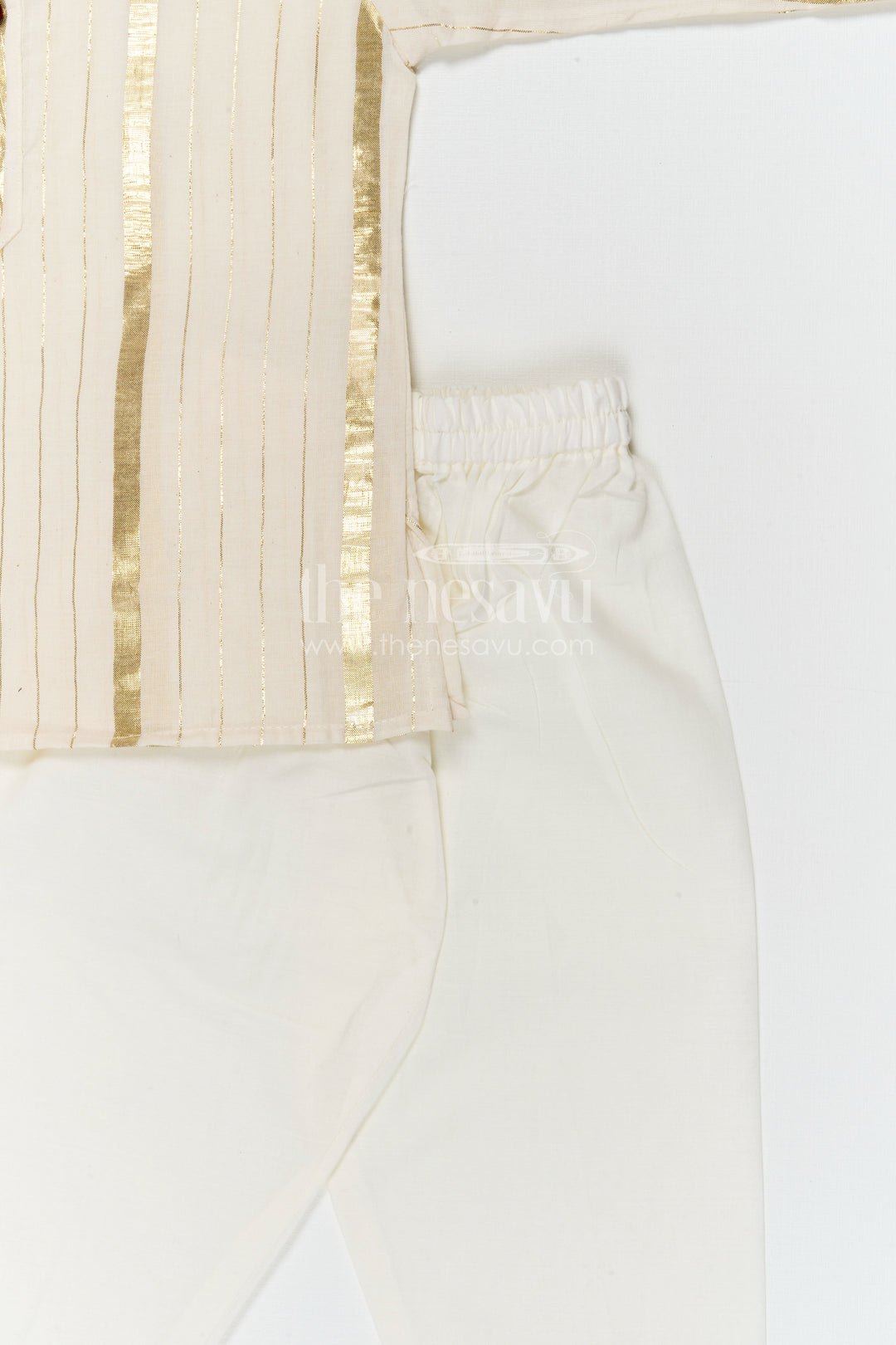 The Nesavu Boys Kurtha Set Boys Kurta Set for Festive Ceremonies and Traditional Celebrations Nesavu Nesavu boys cotton kurta set with lurax zari for festivals temple visits and traditional celebrations