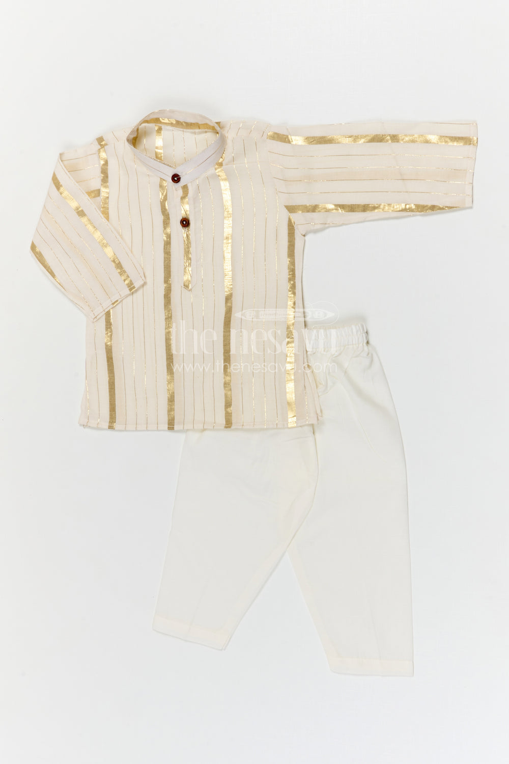 The Nesavu Boys Kurtha Set Boys Kurta Set for Festive Ceremonies and Traditional Celebrations Nesavu Nesavu boys cotton kurta set with lurax zari for festivals temple visits and traditional celebrations