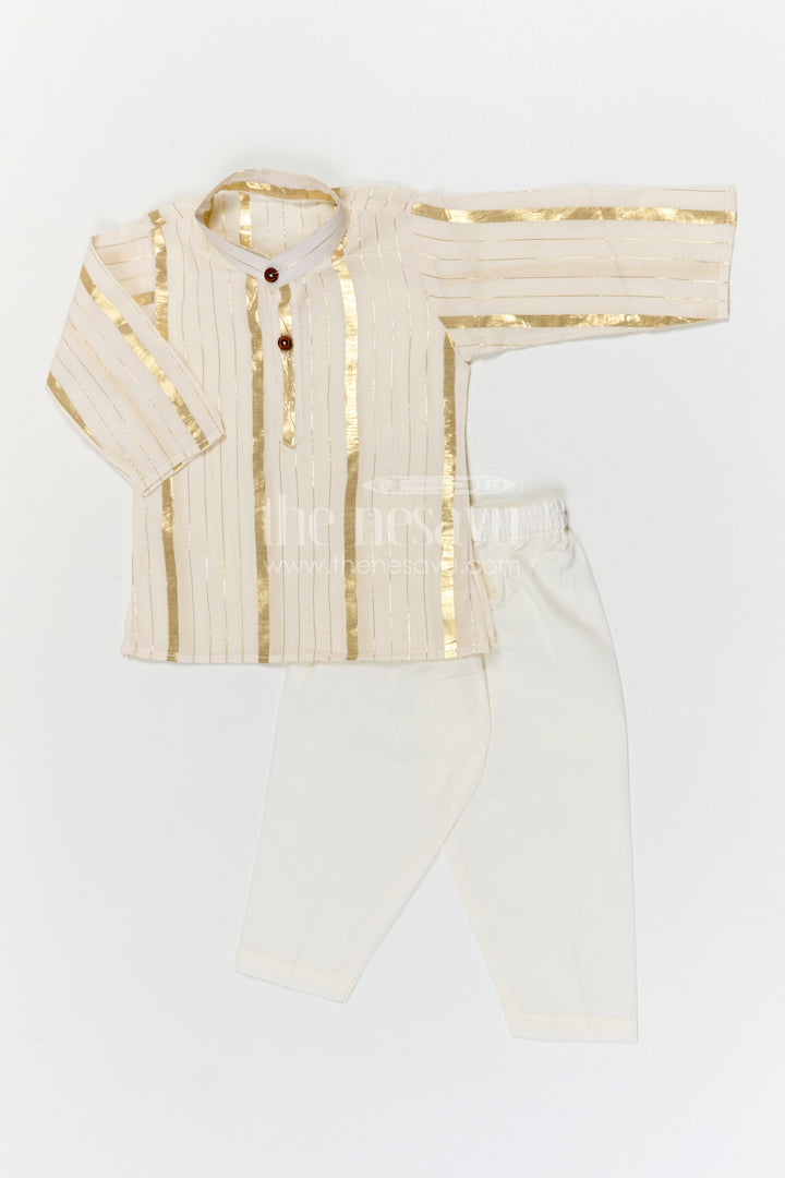 The Nesavu Boys Kurtha Set Boys Kurta Set for Festive Ceremonies and Traditional Celebrations Nesavu Nesavu boys cotton kurta set with lurax zari for festivals temple visits and traditional celebrations