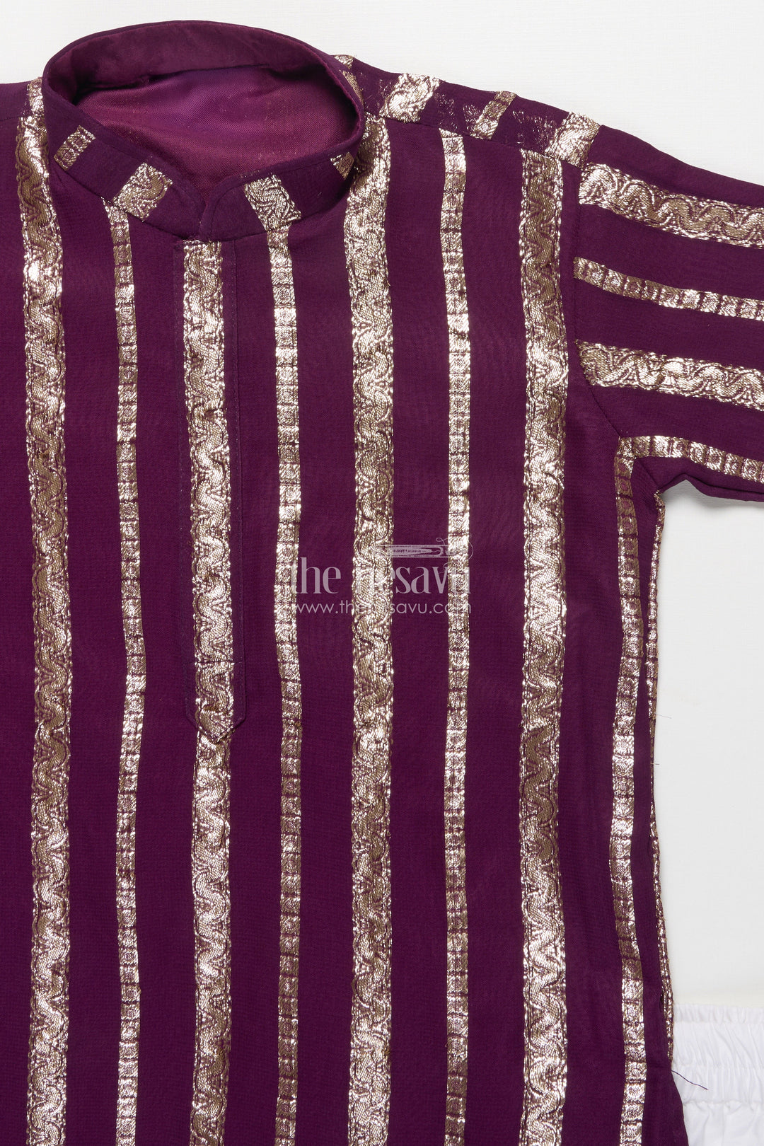 The Nesavu Boys Kurtha Set Boys Kurta Set for Festive Functions and Family Celebrations Nesavu Nesavu boys kurta set banaras fabric zari work weddings festive occasions