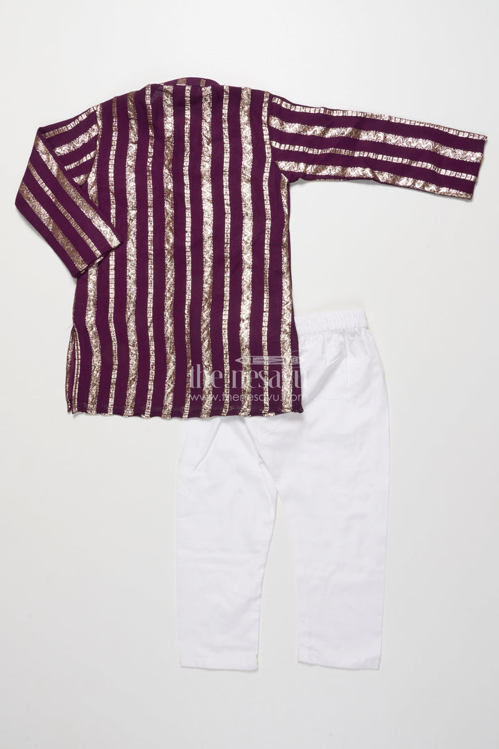 The Nesavu Boys Kurtha Set Boys Kurta Set for Festive Functions and Family Celebrations Nesavu Nesavu boys kurta set banaras fabric zari work weddings festive occasions