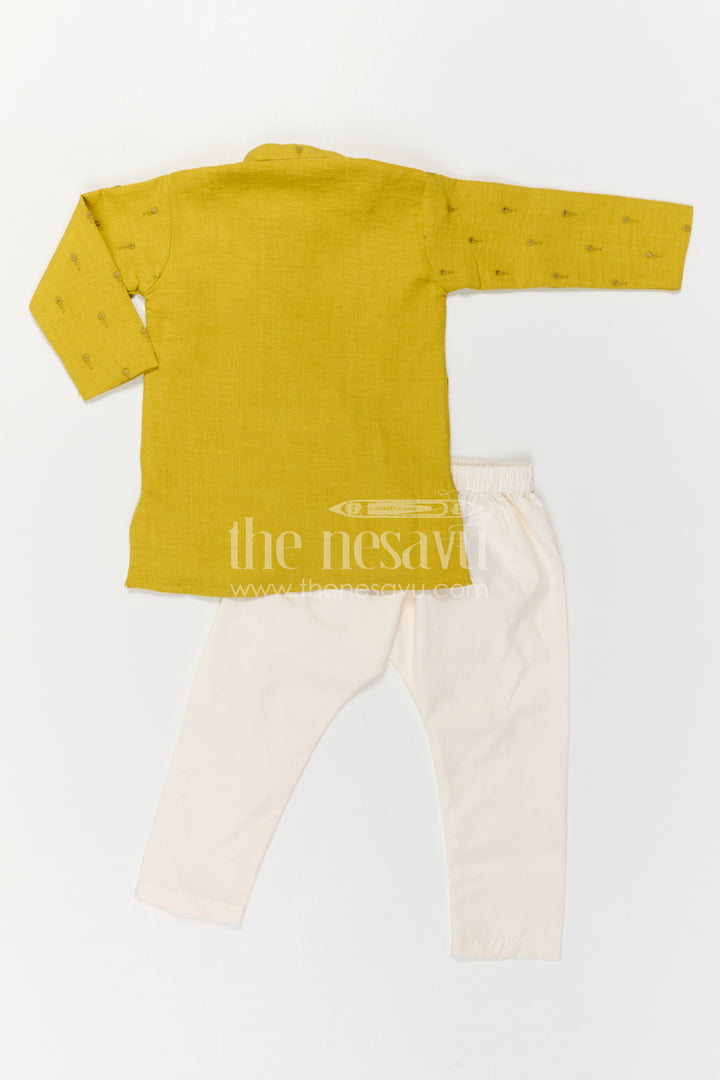 The Nesavu Boys Kurtha Set Boys Kurta Set for Festive Occasions and Temple Visit Nesavu Nesavu Boys Kurta Set Silk Blend With Thread Embroidery For Festive Occasions And Traditional Wear