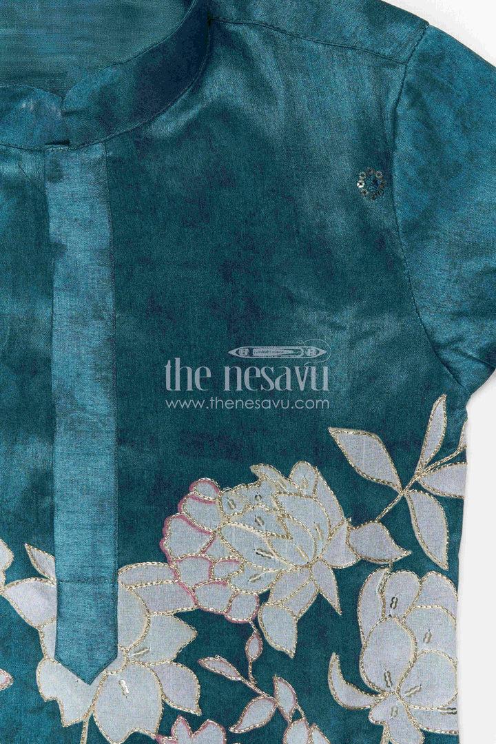 The Nesavu Boys Kurtha Set Boys Kurta Set for Festive Occasions and Traditional Wear Nesavu Nesavu Boys Maroon Kurta Set In Viscose Silk With Embroidery Design For Festive And Traditional Occasions