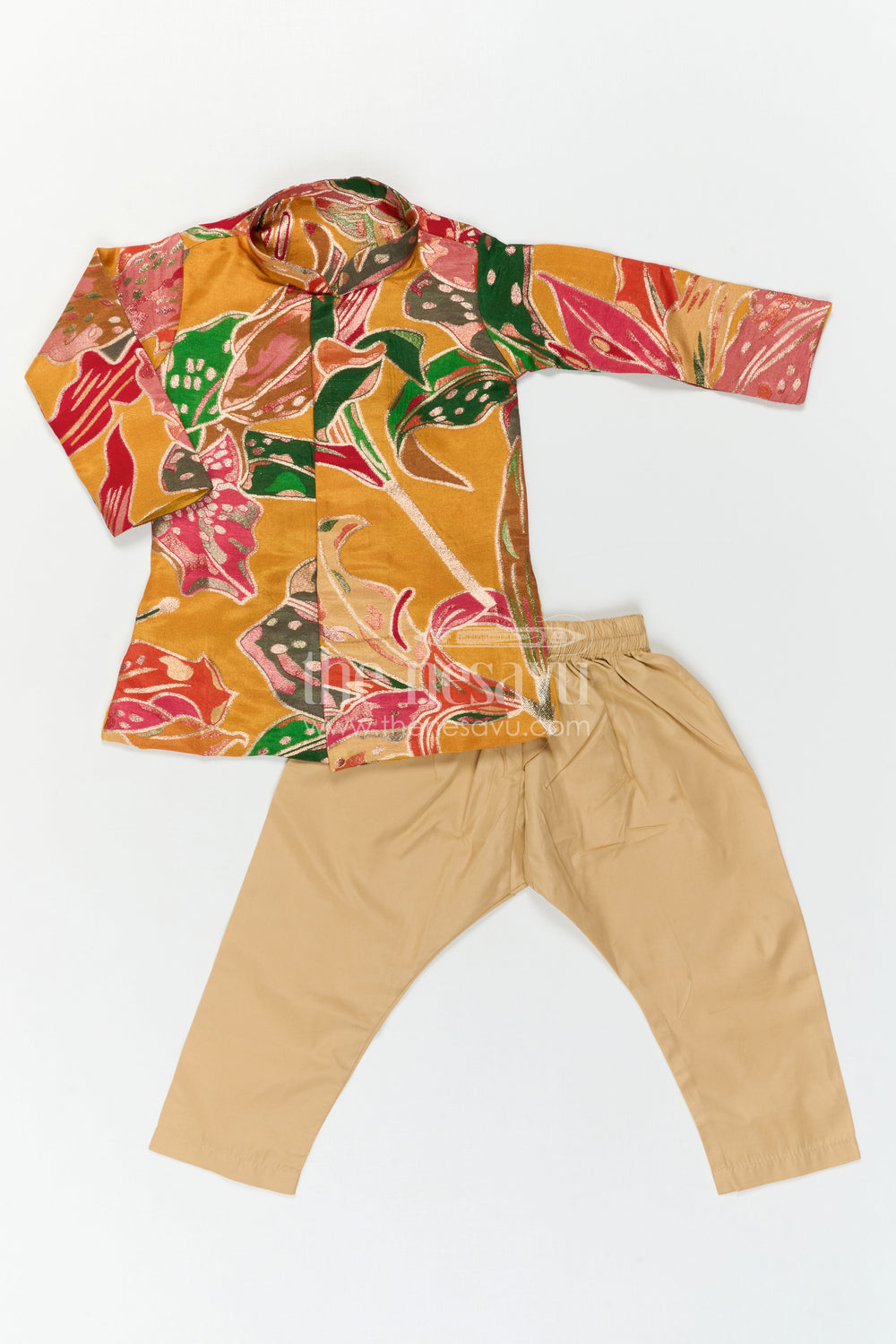 The Nesavu Boys Kurtha Set Boys Kurta Set for Festive Wear and Family Functions Nesavu Nesavu Boys Kurta Set For Festive Wear With Digital Print Design And Comfortable Traditional Outfit