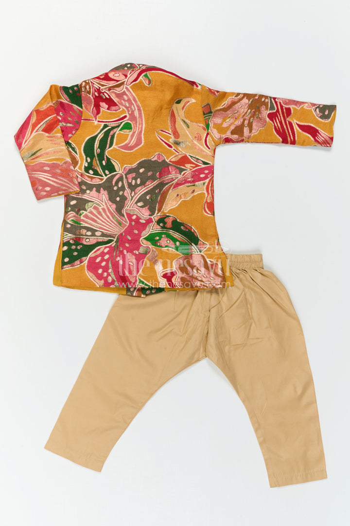 The Nesavu Boys Kurtha Set Boys Kurta Set for Festive Wear and Family Functions Nesavu Nesavu Boys Kurta Set For Festive Wear With Digital Print Design And Comfortable Traditional Outfit