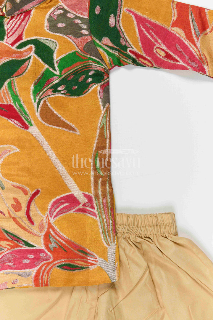 The Nesavu Boys Kurtha Set Boys Kurta Set for Festive Wear and Family Functions Nesavu Nesavu Boys Kurta Set For Festive Wear With Digital Print Design And Comfortable Traditional Outfit