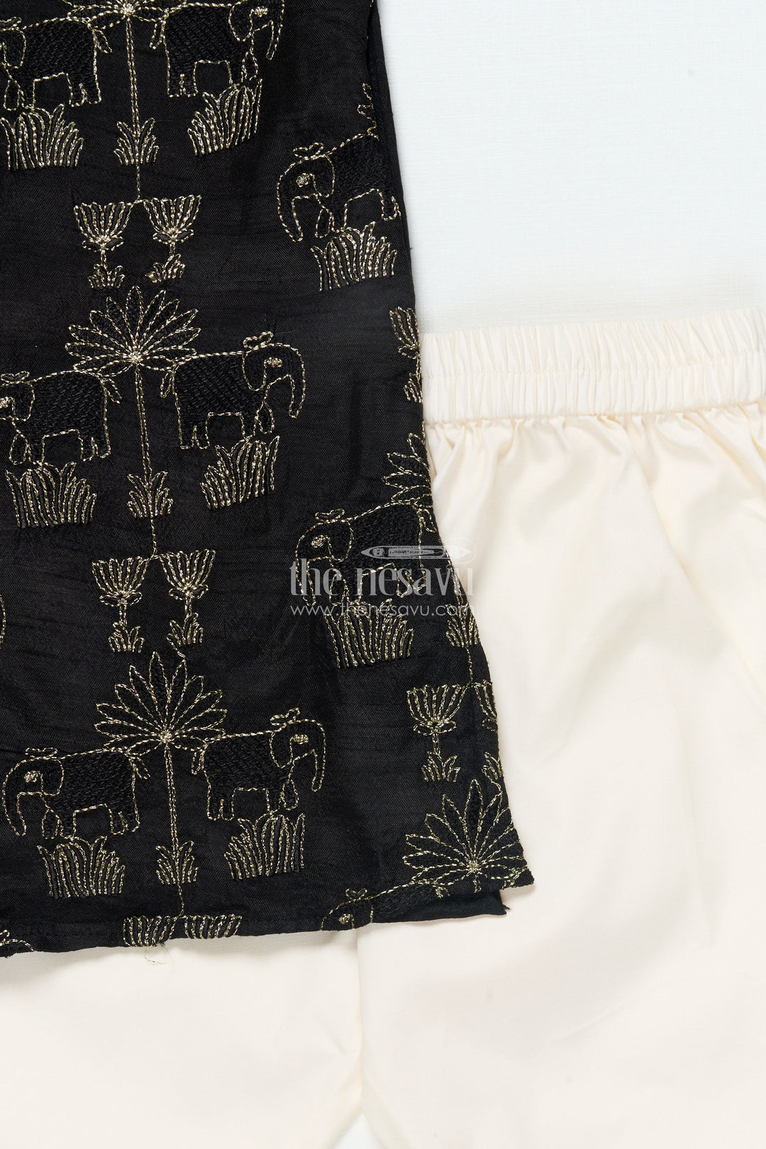 The Nesavu Boys Kurtha Set Boys Kurta Set for Festive Wear and Traditional Events Nesavu Nesavu boys embroidered kurta set blend silk festivals traditional celebrations